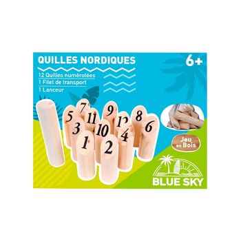 BLUE SKY - 12 Quilles Nordiques - Jeu d'Adresse et de Plein Air - 049712 - Beige - Bois - 15 cm - Jouet Enfant - Jeu d'Extérieur - Jardin - À Partir de 6 ans 3
