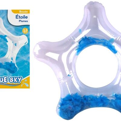 BLUE SKY - Bouée Etoile Plume - Gonflable - 069021 - Bleu - Vinyle - 75 cm de Diametre - Jouet Enfant - Jeu de Plein Air - Piscine - À Partir de 3 ans