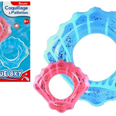 BLUE SKY - Bouée Coquillage - Gonflable - 069068 - Couleur Aléatoire - Plastique - 75 cm de Diametre - Jouet Enfant Adulte - Jeu de Plein Air - Piscine - À Partir de 8 ans