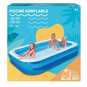 BLUE SKY - Piscine Gonflable - Jeu de Plein Air - 069072 - Bleu - Pataugeoire - Plastique - 262 cm x 175 cm - Enfant - Piscinette - Plage - À Partir de 6 ans 3