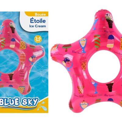 BLUE SKY - Bouée Etoile Glace - Gonflable - 069203 - Rose - Vinyle - 75 cm de Diametre - Jouet Enfant - Jeu de Plein Air - Piscine - À Partir de 3 ans