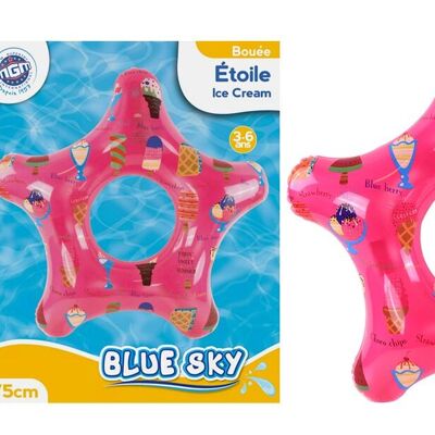 BLUE SKY - Bouée Etoile Glace - Gonflable - 069203 - Rose - Vinyle - 75 cm de Diametre - Jouet Enfant - Jeu de Plein Air - Piscine - À Partir de 3 ans