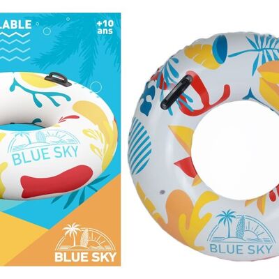 BLUE SKY - Bouée - Gonflable - 069349 - Multicolore - Plastique - 90 cm de Diametre - Jouet Enfant Adulte - Jeu de Plein Air - Piscine - Poignet - À Partir de 10 ans