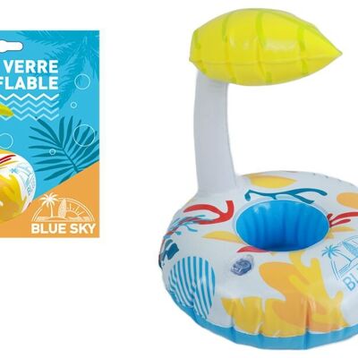 BLUE SKY - Bouée Pour Verre - Porte Verre Canette - Gonflable - 069350 - Multicolore - Plastique - 21 cm - Plein air - Piscine - Jeu de Plein Air - À Partir de 14 ans