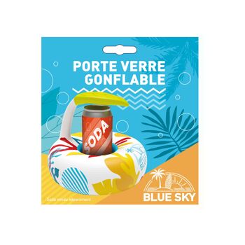 BLUE SKY - Bouée Pour Verre - Porte Verre Canette - Gonflable - 069350 - Multicolore - Plastique - 21 cm - Plein air - Piscine - Jeu de Plein Air - À Partir de 14 ans 2