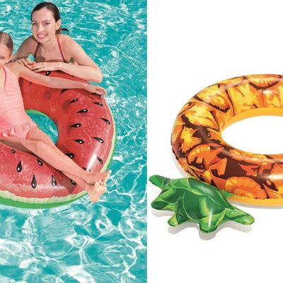 BESTWAY - Bouée Fruit - Gonflable - 36121 - Modèle Aléatoire - Vinyle - 133 cm de Diametre - Jouet Enfant Adulte - Jeu de Plein Air - Piscine - À Partir de 3 ans