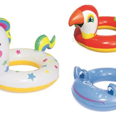 BESTWAY - Bouée Animal - Gonflable - 36128 - Modèle Aléatoire - Vinyle - 76 cm de Diametre - Jouet Enfant - Jeu de Plein Air - Piscine - À Partir de 3 ans