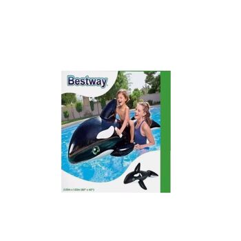 BESTWAY - Bouée Orque Géant - Gonflable - 41009N - Noir - Vinyle - 203 cm x 102 cm - Jouet Enfant Adulte - Jeu de Plein Air - Piscine - Chevauchable - Poignet - XXL - À Partir de 3 ans 3