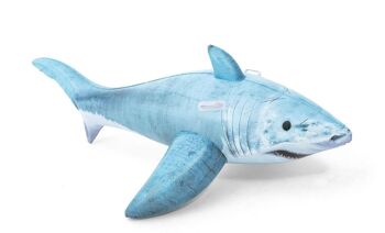 BESTWAY - Bouée Requin - Gonflable - 41405 - Gris - Vinyle - 183 cm x 102 cm - Jouet Enfant Adulte - Jeu de Plein Air - Piscine - Chevauchable - Poignet - XXL - À Partir de 3 ans 1