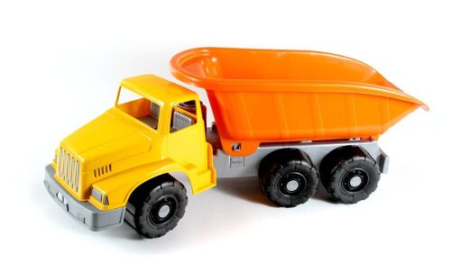 BLUE SKY - Maxi Camion Benne - Jeu de Plage - 046090 - Orange - Véhicule Roues Libres - Plastique - Jouet Enfant - Jeu de Plein Air - Sable - 75 cm - À Partir de 18 Mois