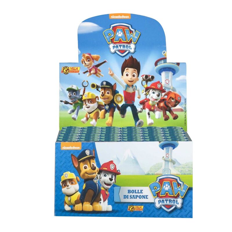 DULCOP – Pack De 36 Bulles Paw Patrol / Pat Patrouille – 60 Ml Chacune, Bouchon Labyrinthe – Licence Officielle – Fabriqué En Italie – Jeu De Plein Air Dès 3 Ans – Cadeau Anniversaire