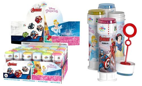 DULCOP - Bulles Avengers Ou Princesse Disney - Bulles de Savon - 60 Ml - 047332 - Multicolore - Plastique - Licence Officiel - Jouet Enfant - Jeu de Plein air - À Partir de 3 ans