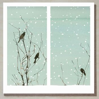 Carte de Noël (oiseaux à travers la fenêtre) 1