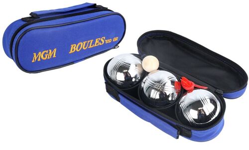 SPORTSIDE - Sacoche 3 Boules De Pétanque - Jeu d'Adresse et de Plein Air - Jeu de Boule - Triplette - 040021 - Métal - Acier - 22 cm - Article de Sport