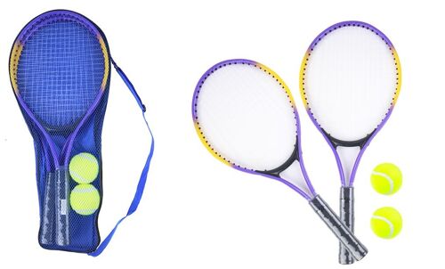 SPORTSIDE - Set de 2 Raquettes de Tennis et 2 Balles - Jeu de Raquette - Débutant - Sac De Transport - 041122Z - Bleu - Plastique - 53 cm - Article de Sport