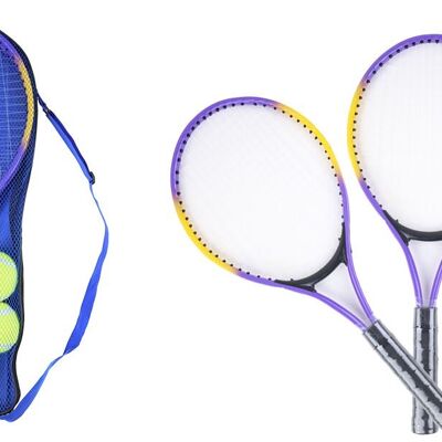 SPORTSIDE - Set de 2 Raquettes de Tennis et 2 Balles - Jeu de Raquette - Débutant - Sac De Transport - 041122Z - Bleu - Plastique - 53 cm - Article de Sport