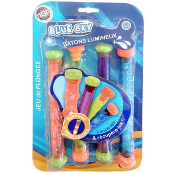 BLUE SKY - Set de 4 Batons Lestés - Jeu de Plongée - 048163 - Multicolore - Plastique - 19 cm x 3 cm - Jouet Enfant - Jeu de Plein Air - Piscine - À Partir de 5 ans 3