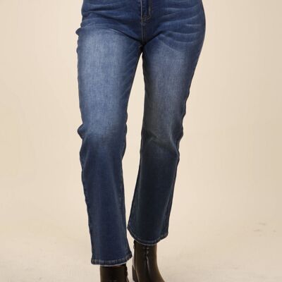 Jeans svasati classici a vita alta-blu