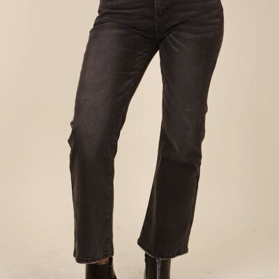 High Waist Classic Flared Jeans-Black