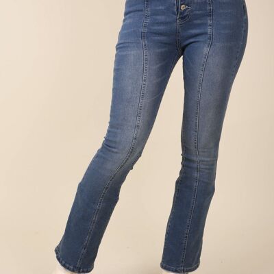 Middle Seam Multi-Button Jeans-Blue