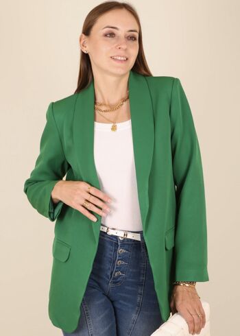 Blazer classique ouvert sur le devant-Vert 5