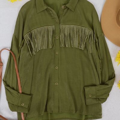 Camicia con frange punteggiate - Verde