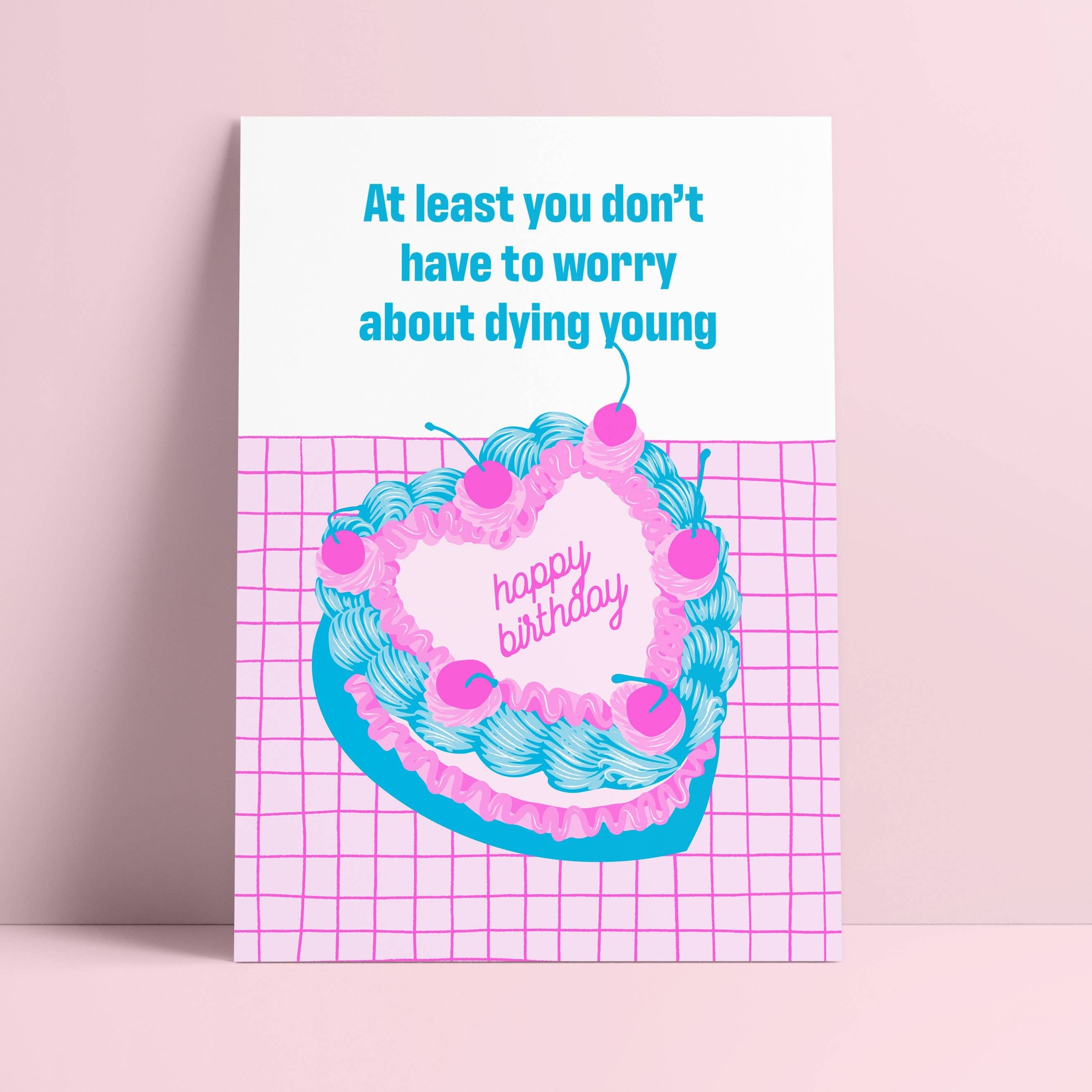 Cartolina Torta vintage a forma di cuore Buon compleanno