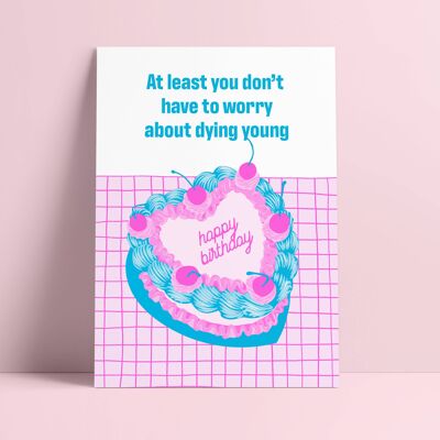Cartolina Torta vintage a forma di cuore Buon compleanno