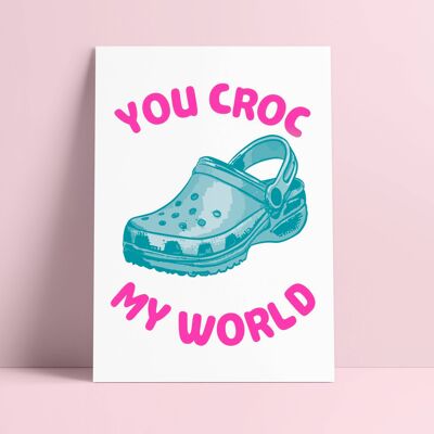 Postkarte You croc my world Risograph-Karte