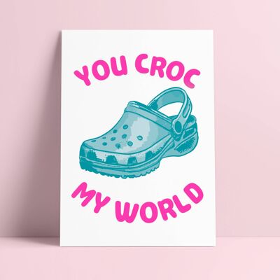 Postcard You croc my world Risograph card