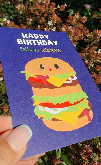 Carte postale d'anniversaire avec hamburger 3