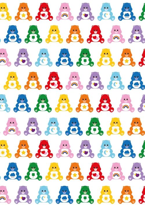 Postcard Care Bears in all colors of the rainbow