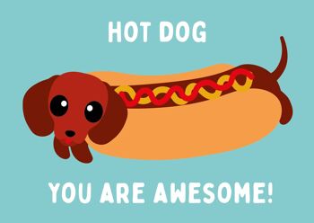 Carte postale Hot Dog tu es génial 1