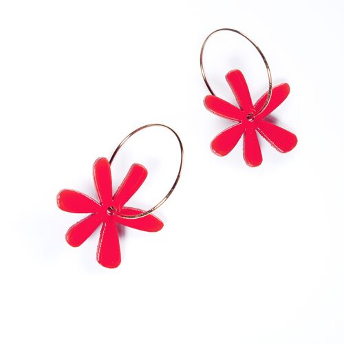 Boucles d'oreilles AVRIL S anneau fin or - Rose fluo