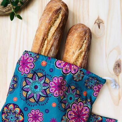 Baguette bread bag - Organic cotton - Mandalas