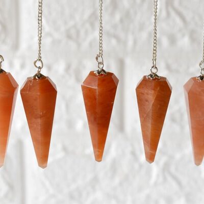 Natural Orange Aventurine Pendulum, Crystal Pendulum ~Faceted Crystal Pendulum, Crystal Pendulum