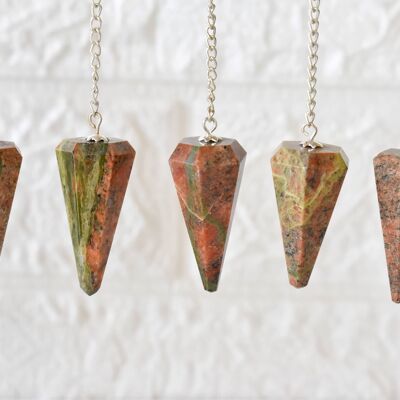 Natural Unakite Pendulum, Crystal Pendulum ~ Faceted Crystal Pendulum, Crystal Pendulum