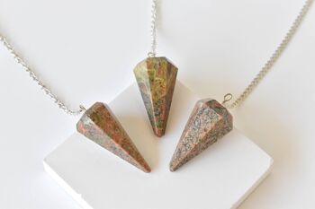 Natural Unakite Pendulum, Crystal Pendulum ~ Faceted Crystal Pendulum, Crystal Pendulum 7