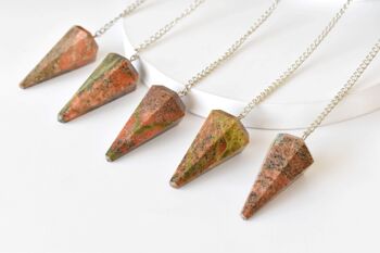 Natural Unakite Pendulum, Crystal Pendulum ~ Faceted Crystal Pendulum, Crystal Pendulum 8