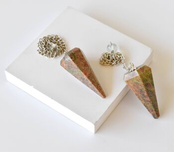 Natural Unakite Pendulum, Crystal Pendulum ~ Faceted Crystal Pendulum, Crystal Pendulum 9