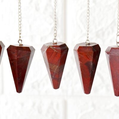 Pendel aus rotem Jaspis, Kristallpendel (Großzügigkeit und Manifestation)