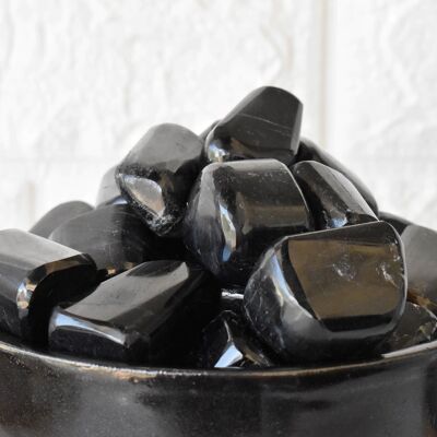 1 pieza de piedras rodadas de turmalina negra ~ Piedras rodadas curativas