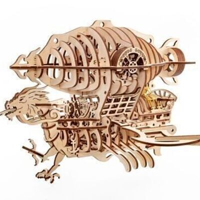 DIY Eco Wood Art 3D Mechanical Puzzle Pirate Airship Skylord, 0327, 37.1×37.7×25.5cm