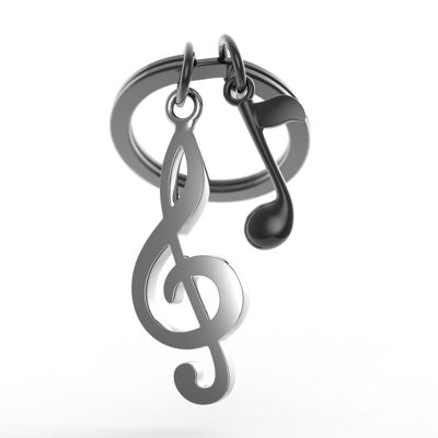Schlüsselanhänger Violinschlüssel und schwarze Musiknote – METALMORPHOSE
