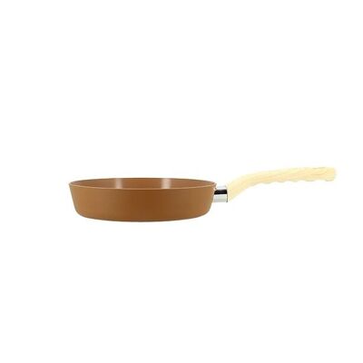 Hazelnut frying pan 20cm in aluminum induction wood effect handle