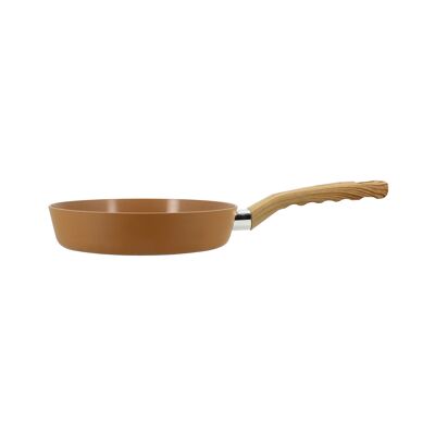 Hazelnut frying pan 20cm in aluminum induction wood effect handle