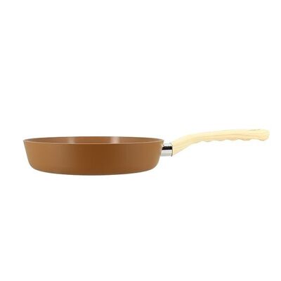 Hazelnut frying pan 24cm in aluminum induction wood effect handle