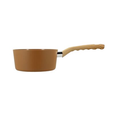 Hazelnut saucepan 16cm in aluminum induction wood effect handle