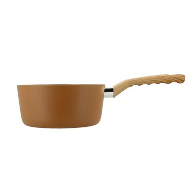 Hazelnut saucepan 18cm in aluminum induction wood effect handle