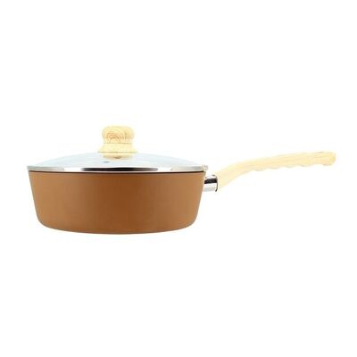 24cm hazelnut frying pan in induction aluminum with glass lid